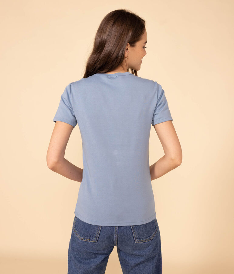 Camiseta L'ICONIQUE de algod&oacute;n con cuello redondo para mujer azul
