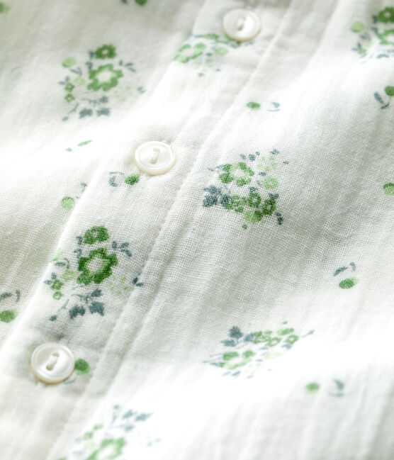 Mono largo con estampado de flores de gasa de algodón ecológico para bebé blanco MARSHMALLOW/blanco MULTICO
