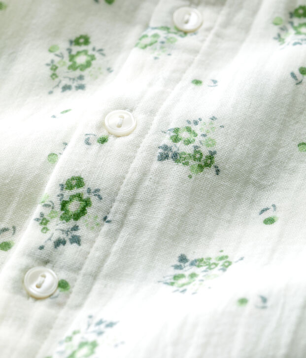 Mono largo con estampado de flores de gasa de algod&oacute;n ecol&oacute;gico para beb&eacute; blanco/multicolor
