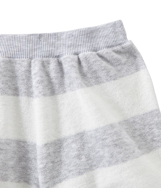 Pijama corto en dos materias para niño gris POUSSIERE/blanco LAIT