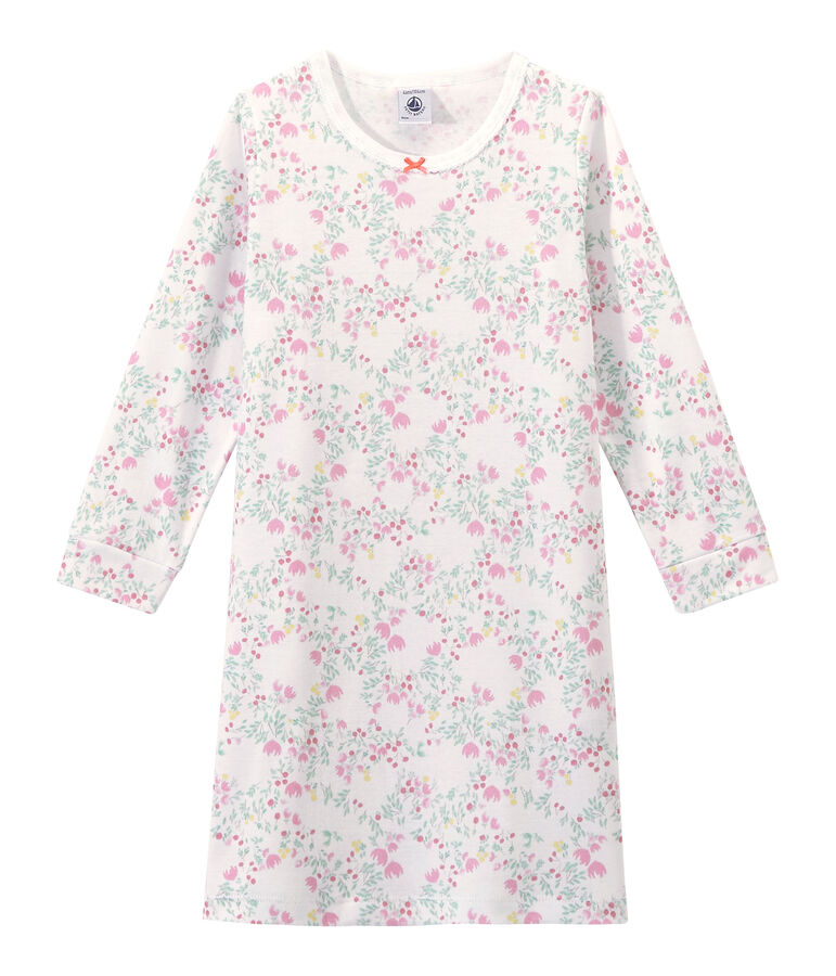 Camis&oacute;n de manga larga estampado para ni&ntilde;a blanco/multicolor