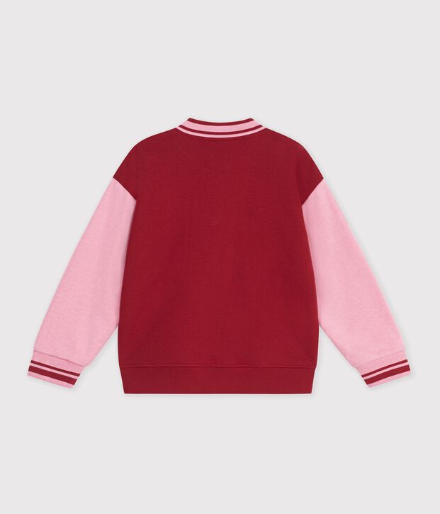 Chaqueta teddy infantil lisa colorblock de algod&oacute;n rojo