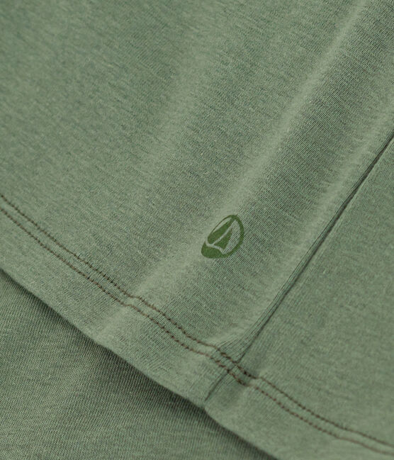 Camiseta La Icónica lisa de algodón con cuello de pico para mujer verde CROCO