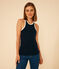 Camiseta sin mangas de algodón de rizo para mujer azul SMOKING