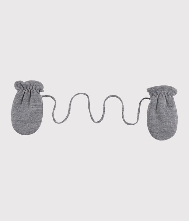 Manoplas para beb&eacute; con forro de microfibra polar gris