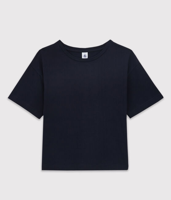 Camiseta LA BOXY de algodón de mujer azul SMOKING
