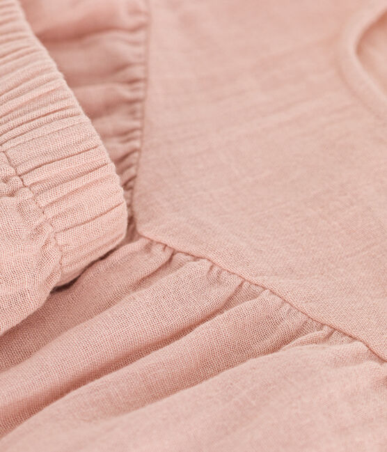 Conjunto de blusa y pantalón corto de gasa de algodón para bebé rosa SALINE