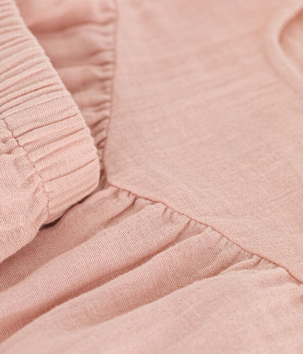 Conjunto de blusa y pantal&oacute;n corto de gasa de algod&oacute;n para beb&eacute; rosa
