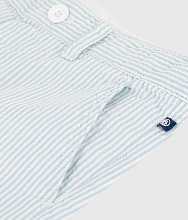 Bermudas cortas infantiles de algod&oacute;n a rayas azul/azul