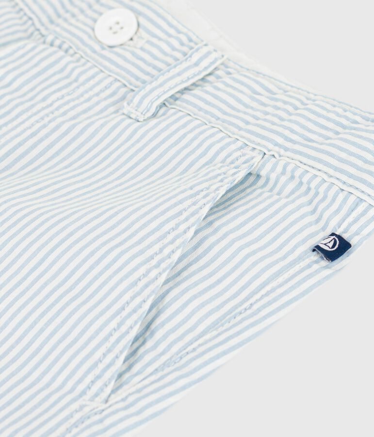 Bermudas cortas infantiles de algod&oacute;n a rayas blanco/azul