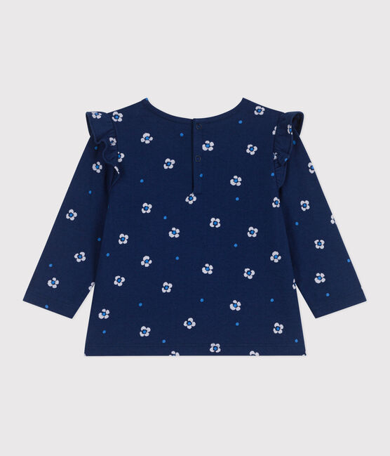 Blusa de algodón de manga larga con estampado de flores para bebé azul MEDIEVAL/blanco MULTICO