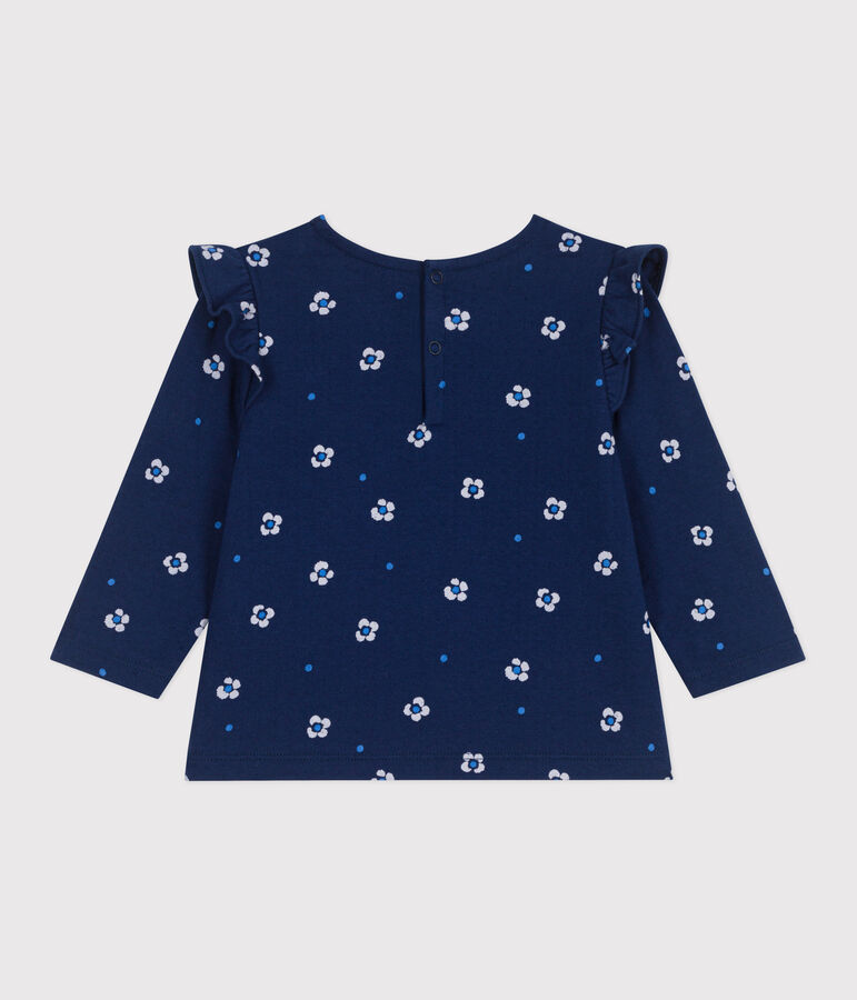 Blusa de algod&oacute;n de manga larga con estampado de flores para beb&eacute; azul/multicolor