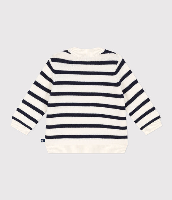 Jersey de lana y algodón con rayas marineras para bebé blanco MARSHMALLOW/azul SMOKING