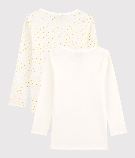 Juego de 2 camisetas de manga larga con estampado de corazón de niña de algodón variante 1