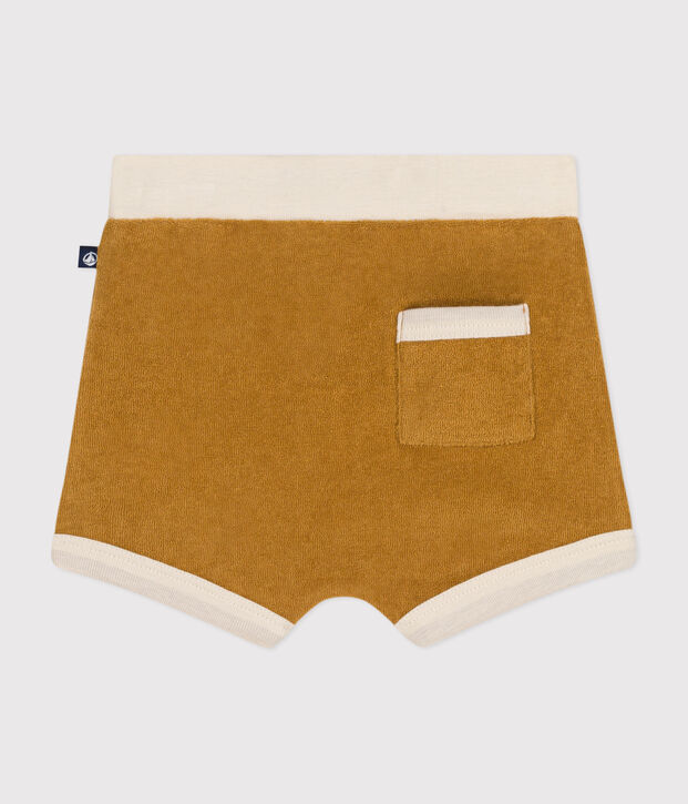 Pantal&oacute;n corto de rizo de beb&eacute; amarillo