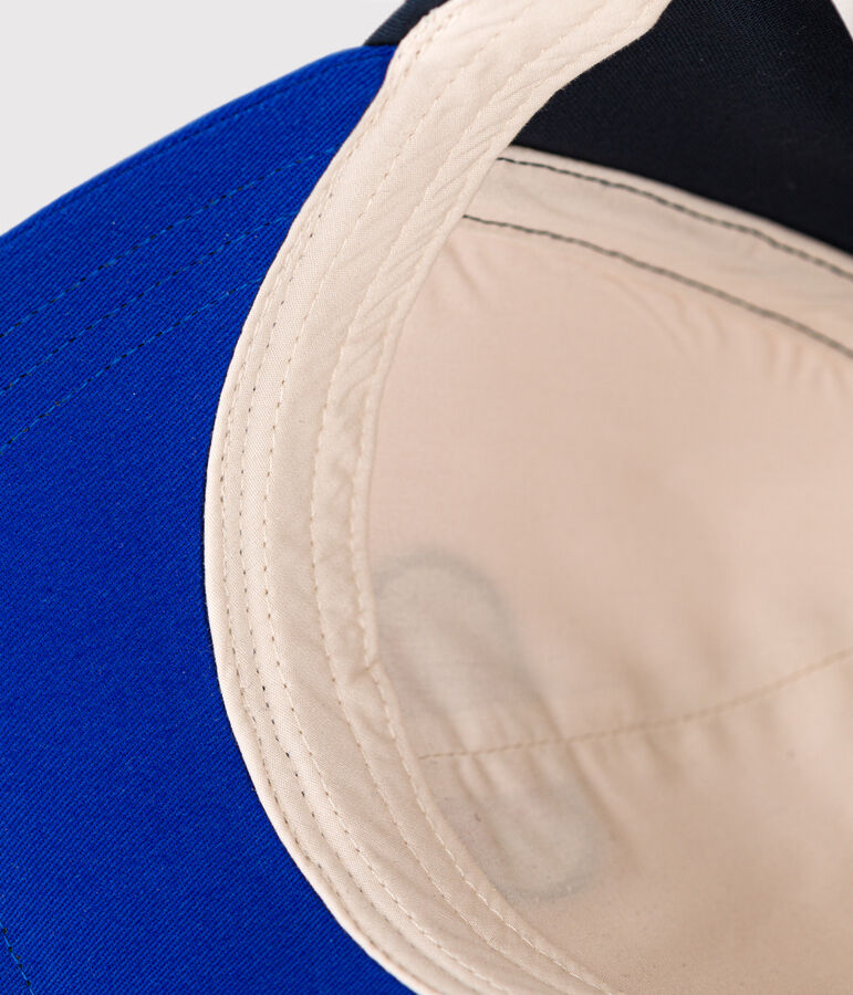 Gorra infantil de algod&oacute;n crudo/azul