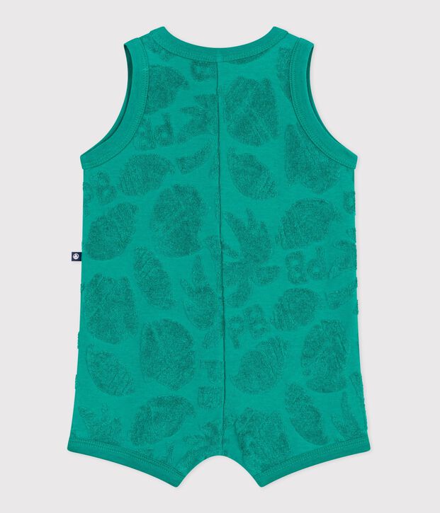 Pelele corto de algod&oacute;n con estampado de palmeras para beb&eacute; verde