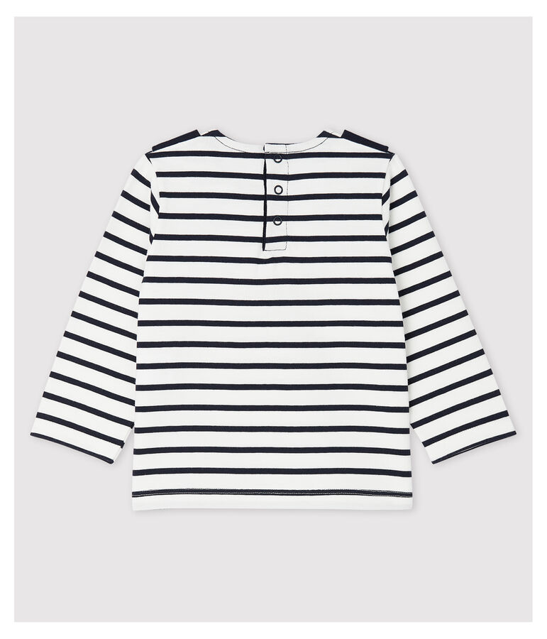 Marinera creativa de punto de beb&eacute; ni&ntilde;a blanco/azul