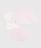 Conjunto de 3 piezas de algod&oacute;n con bordados en el cuello para beb&eacute; rosa