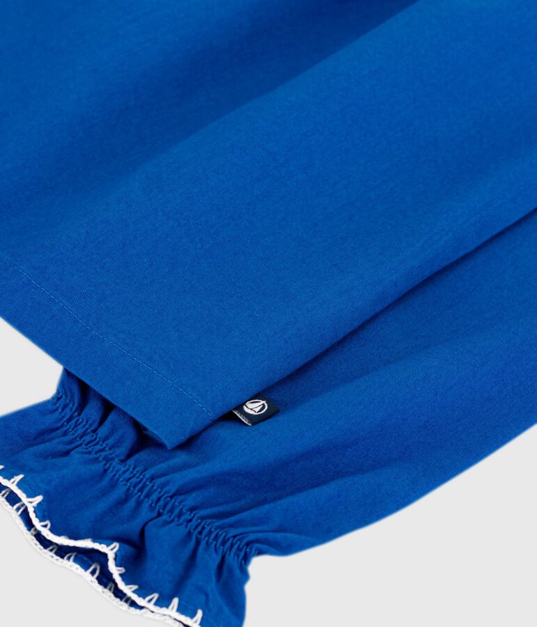 Blusa infantil lisa de manga larga de sarga de algod&oacute;n azul