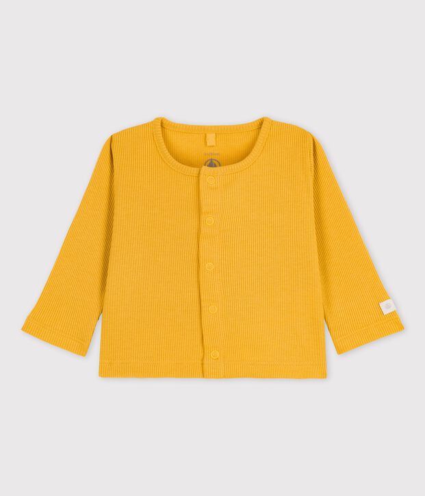 C&aacute;rdigan de algod&oacute;n y lyocell de beb&eacute; amarillo
