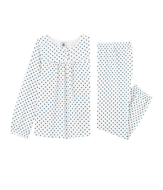 Pijama de punto para niña blanco MARSHMALLOW/azul CONTES