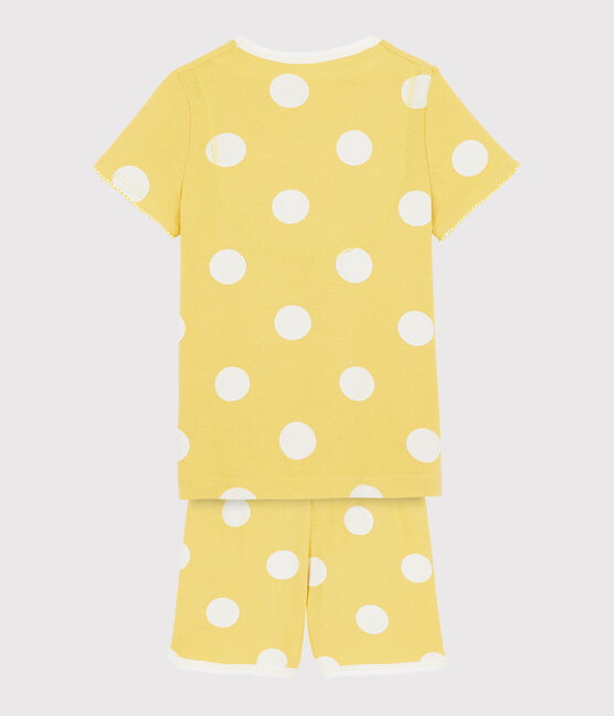Pijama infantil corto con lunares de punto amarillo BLE/blanco ECUME