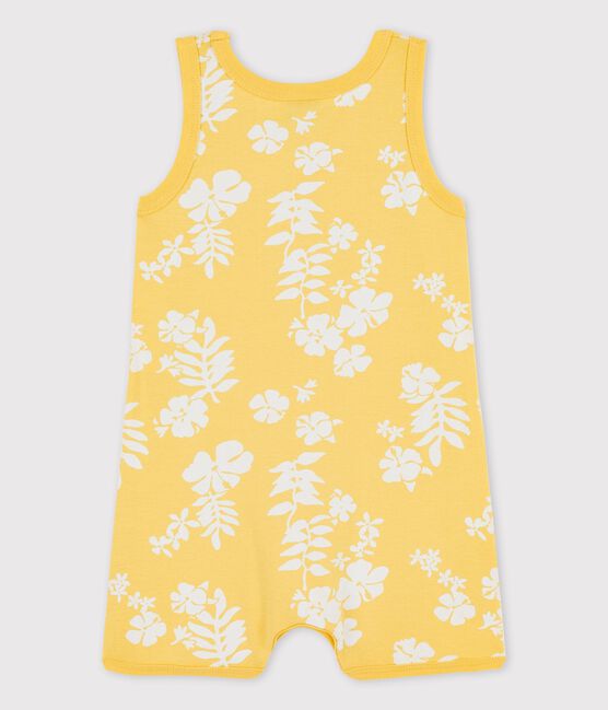 Pelele corto hawaiano de algodón de bebé amarillo ORGE/blanco MARSHMALLOW