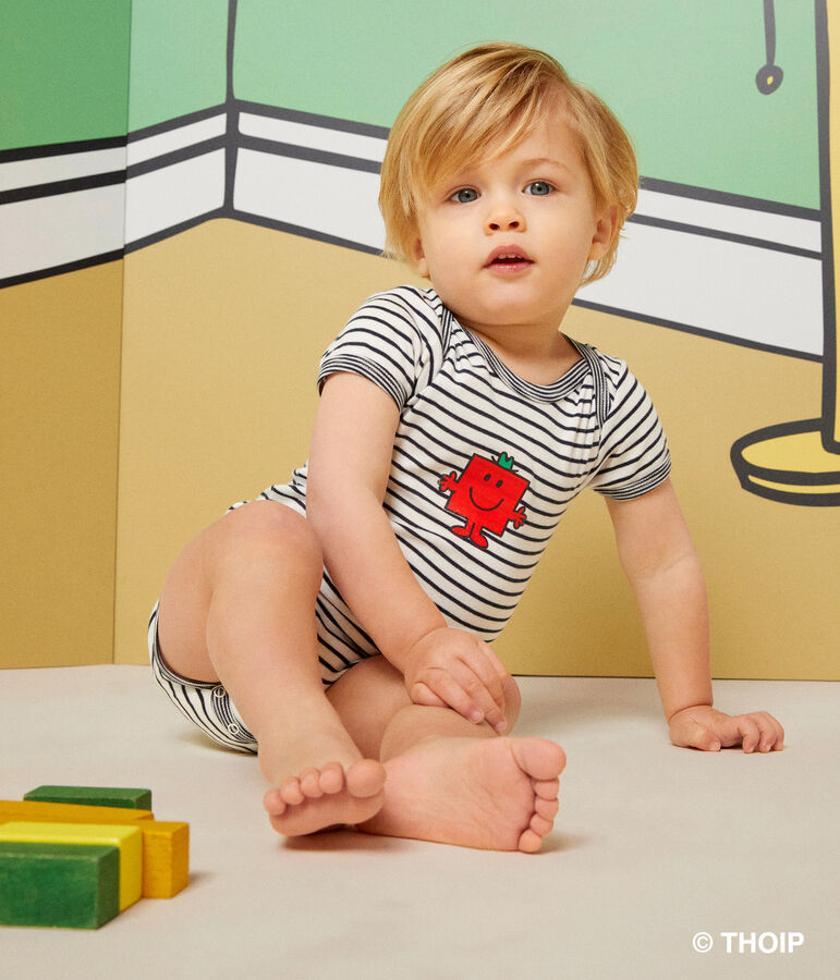 Juego de 3 bodis de manga corta Monsieur Madame de algod&oacute;n de beb&eacute; multicolor