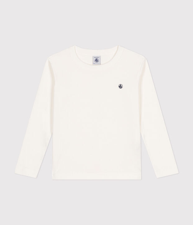 Camiseta de manga larga de punto para ni&ntilde;o/a blanco