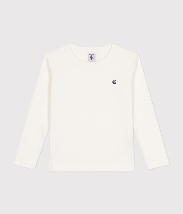 Camiseta de manga larga de punto para ni&ntilde;o/a blanco