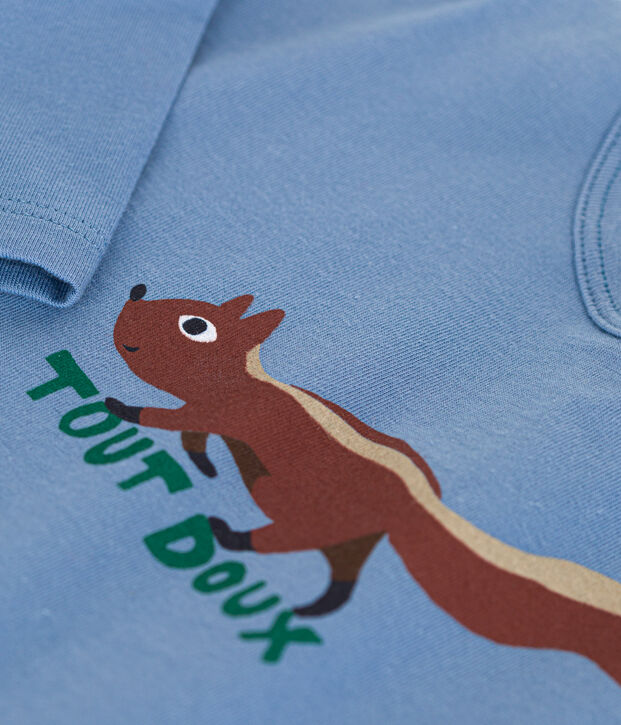 Camiseta de manga larga de punto fino para beb&eacute; azul