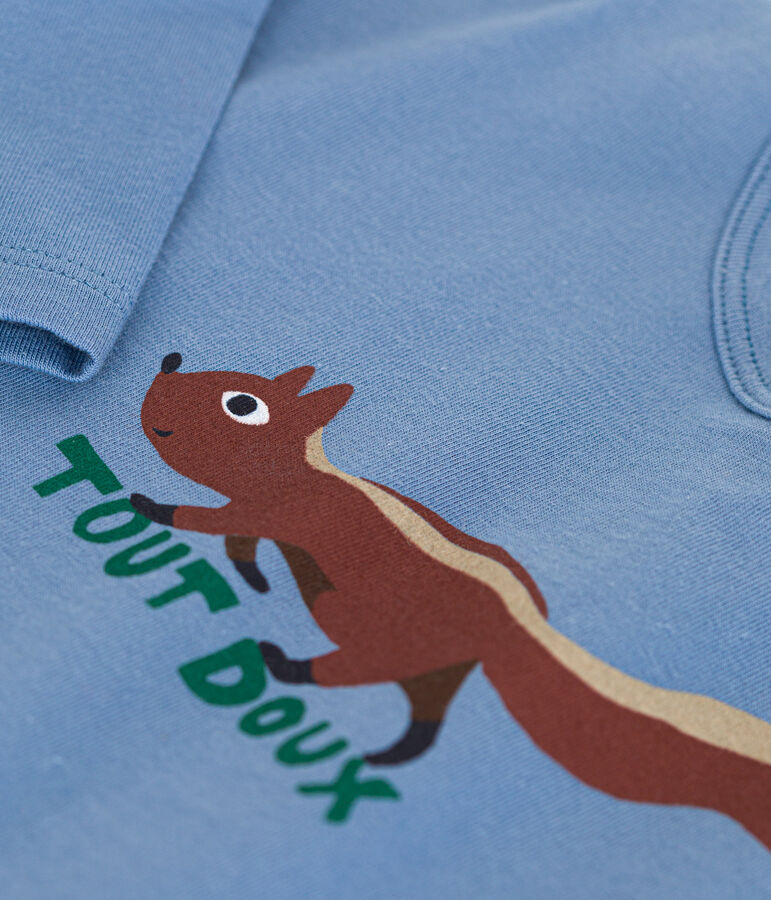 Camiseta de manga larga de punto fino para beb&eacute; azul