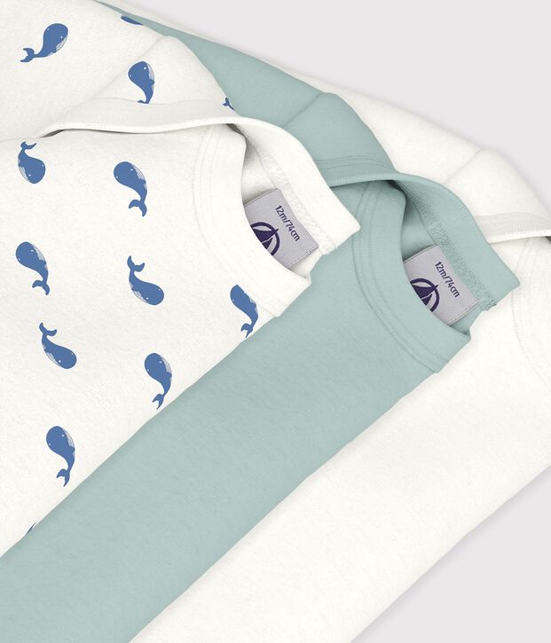 Juego de bodis de algod&oacute;n de manga larga con estampado de ballena para beb&eacute; multicolor