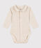 Body de manga larga con cuello de algodón de bebé beige MONTELIMAR CHINE