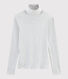 Camiseta de cuello alto emblemática de algodón de mujer