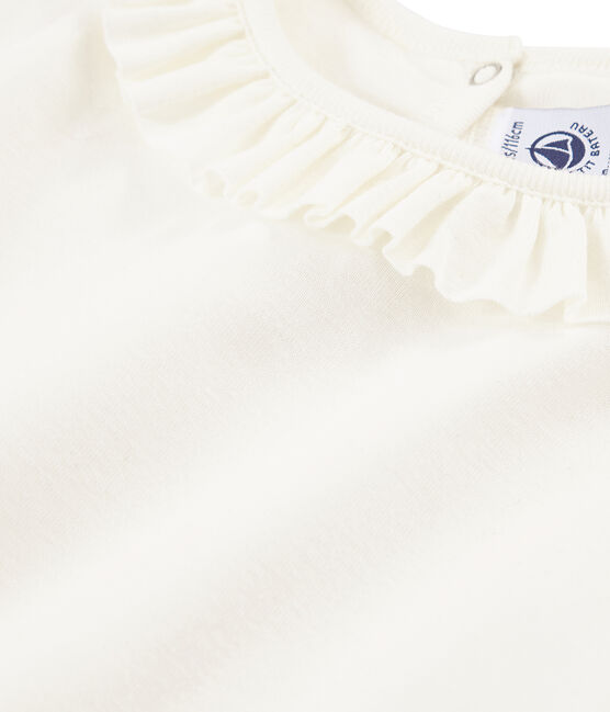 Camiseta manga corta infantil para niña blanco MARSHMALLOW