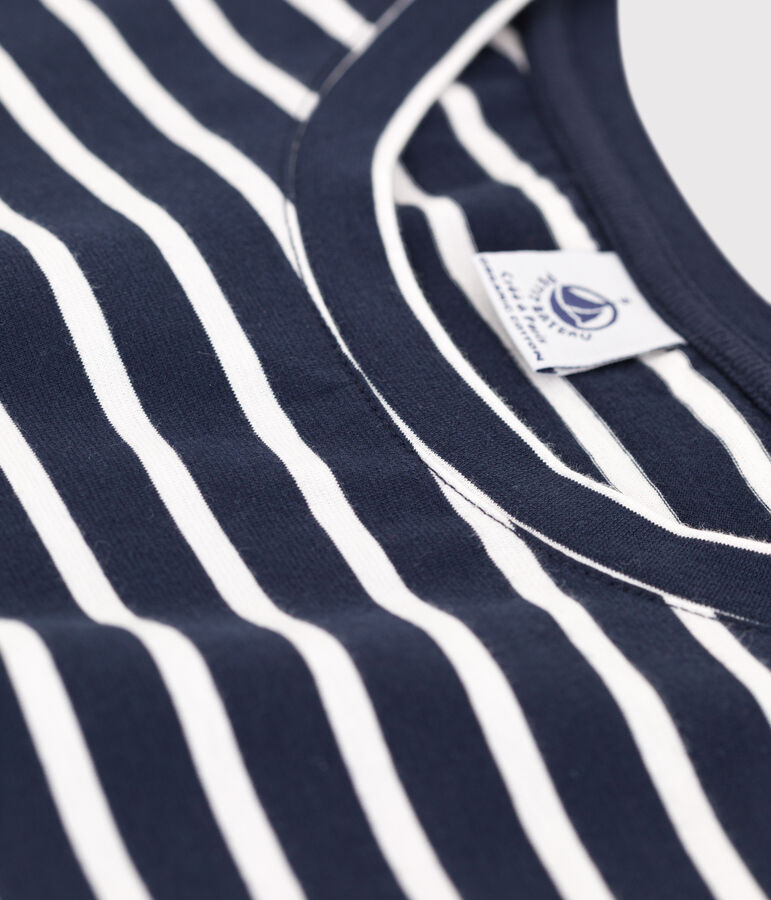 La camiseta RECTA de algod&oacute;n con cuello redondo para mujer azul/blanco