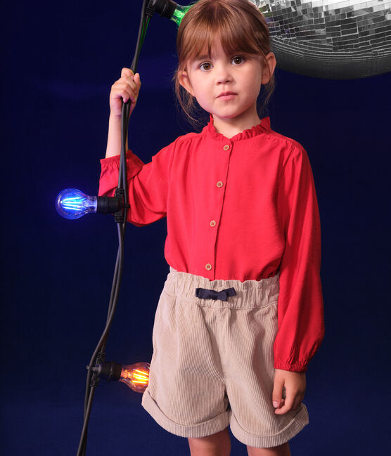Blusa de manga larga de tela para niña rojo AURORA
