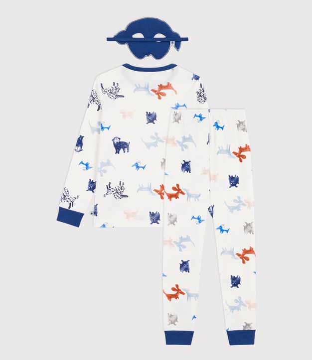 Pijama disfraz infantil de algod&oacute;n con estampado de perros blanco/multicolor