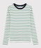Camiseta de cuello redondo emblemática de algodón de mujer blanco MARSHMALLOW/verde VALLEE