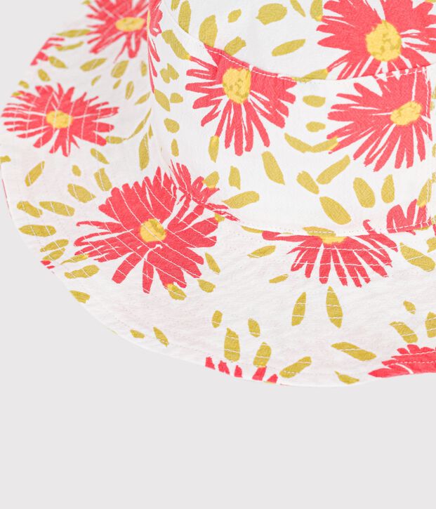 Gorro infantil de popelina con estampado de flores blanco/multicolor
