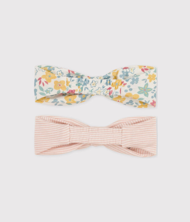 Juego de 2 diademas de algod&oacute;n con flores para beb&eacute; multicolor