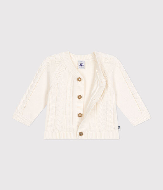 Cárdigan de algodón para bebé blanco MARSHMALLOW