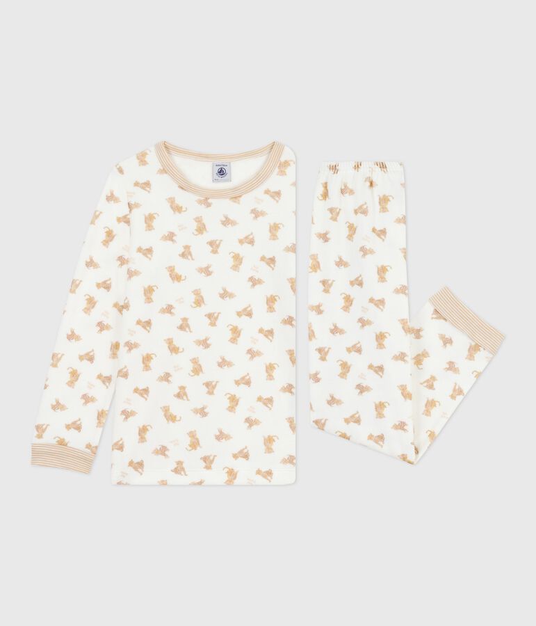 Pijama infantil de terciopelo con estampado de leopardos crudo/multicolor