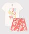 Pijama corto hawaiano de algodón rosa para niña blanco MARSHMALLOW/ PAPAYE