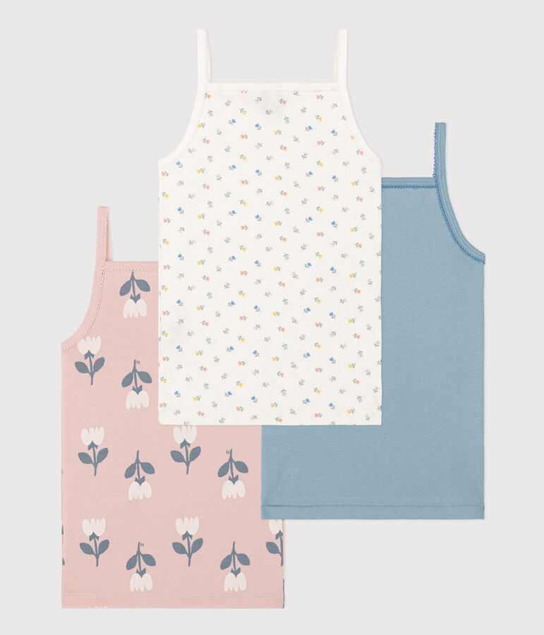Juego de 3 camisetas de algod&oacute;n de tirantes con tulipanes para ni&ntilde;a multicolor