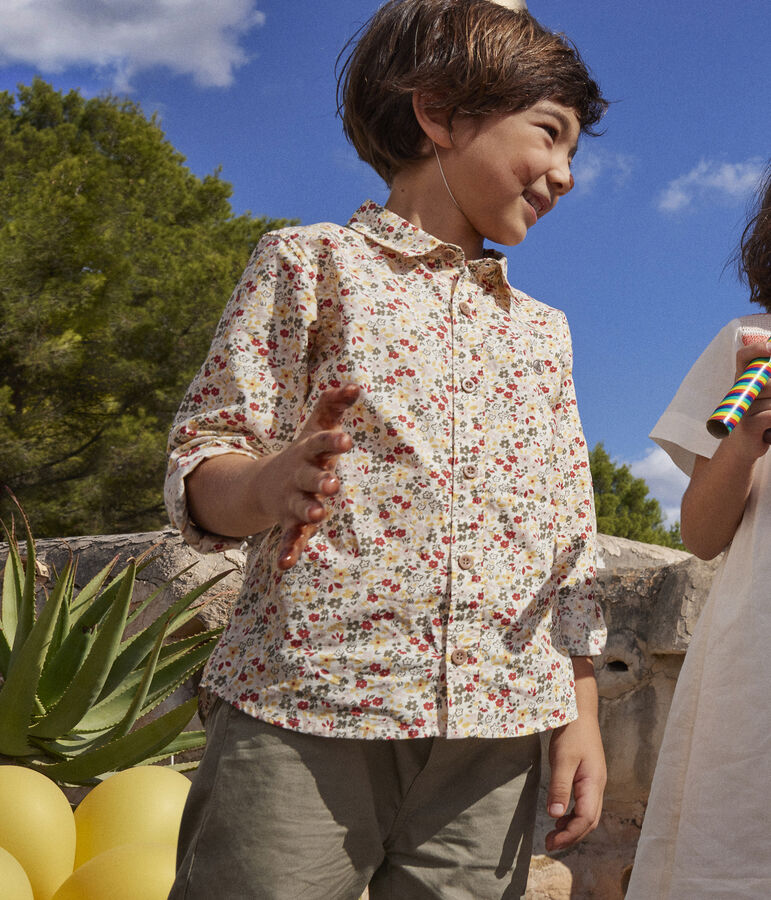 Camisa de popelina estampada para ni&ntilde;o crudo/multicolor