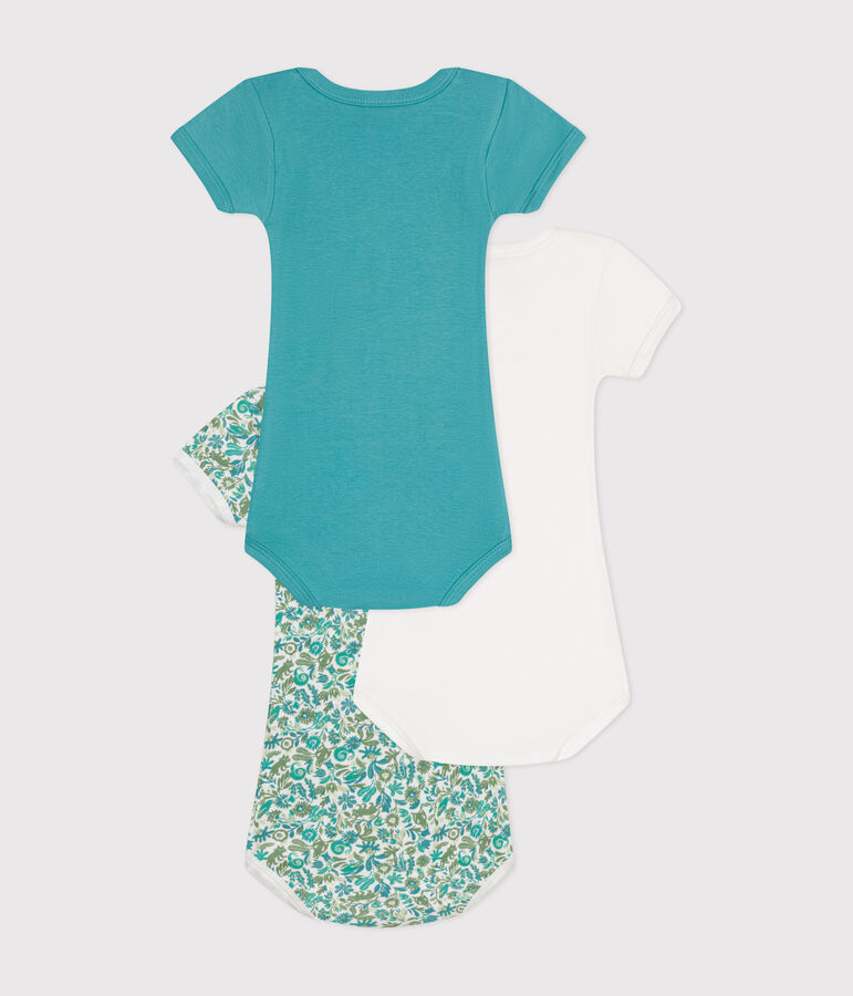 Juego de 3 bodis de beb&eacute; de manga corta de algod&oacute;n multicolor