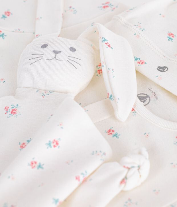 Estuche regalo de algod&oacute;n con estampado floral para reci&eacute;n nacido multicolor
